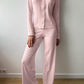 Casual Plain Color Knit 3Pcs Pajama Set OMFORT