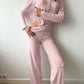 Casual Plain Color Knit 3Pcs Pajama Set OMFORT