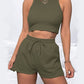 Fashion Ribbed Knit Tank Top And Drawstring Shorts Set Tracksuit OMFORT