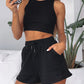 Fashion Ribbed Knit Tank Top And Drawstring Shorts Set Tracksuit OMFORT
