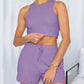 Fashion Ribbed Knit Tank Top And Drawstring Shorts Set Tracksuit OMFORT
