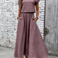 Casual Linen Blend Relaxed Fit Midi Two Piece Set OMFORT