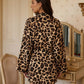 Leopard Print Strappy Crop Top And High Waist Shorts 3Pcs Pyjama Set With Matching Gown OMFORT