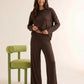 Brown Long Sleeve Two-piece Lounge Set OMFORT