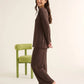 Brown Long Sleeve Two-piece Lounge Set OMFORT