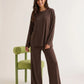 Brown Long Sleeve Two-piece Lounge Set OMFORT