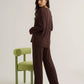 Brown Long Sleeve Two-piece Lounge Set OMFORT