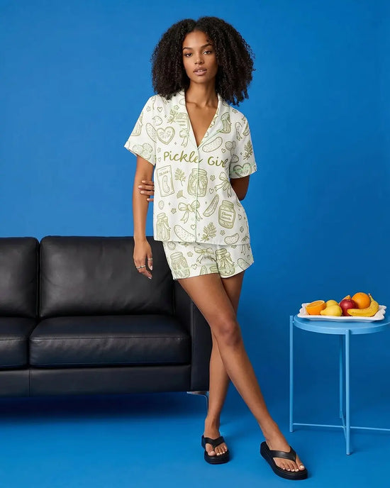 Pickle Girl Print Pajama Set OMFORT