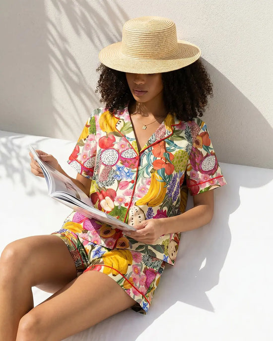Tropical Fruit & Floral Print Pajama Set OMFORT