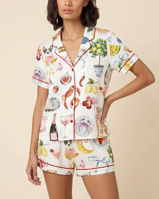 Whimsical Ditsy Print Pajama Set OMFORT