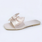 Women's Satin Bow Open-Toe Flat Slippers OMFORT