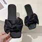 Women's Satin Bow Open-Toe Flat Slippers OMFORT