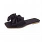 Women's Satin Bow Open-Toe Flat Slippers OMFORT