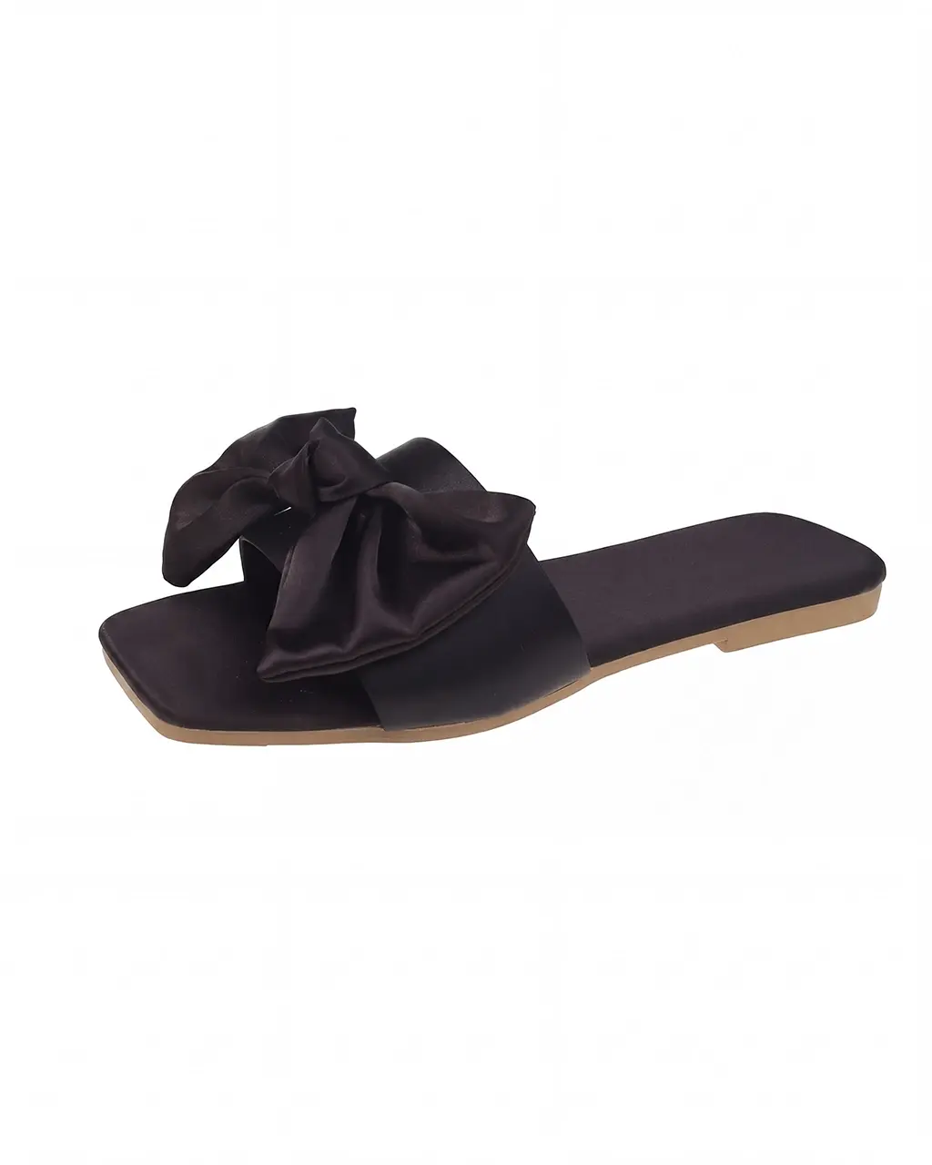 Women's Satin Bow Open-Toe Flat Slippers OMFORT
