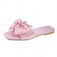 Women's Satin Bow Open-Toe Flat Slippers OMFORT