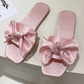 Women's Satin Bow Open-Toe Flat Slippers OMFORT