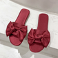 Women's Satin Bow Open-Toe Flat Slippers OMFORT