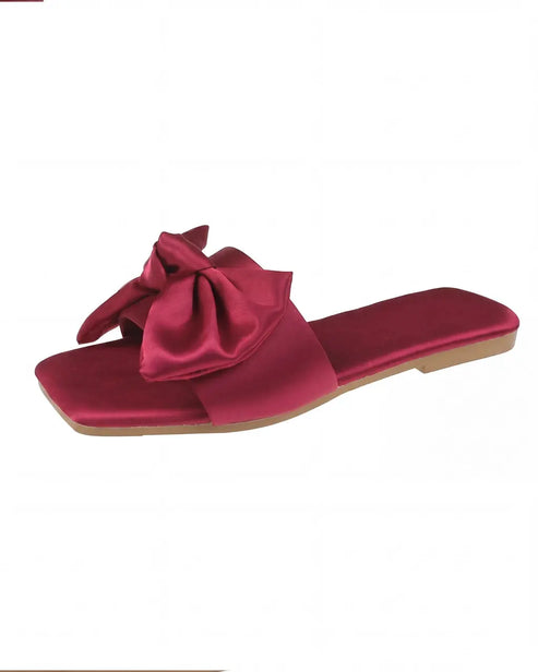 Women's Satin Bow Open-Toe Flat Slippers OMFORT
