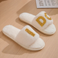 I DO Glitter Letter Fuzzy Slide Slippers OMFORT