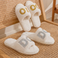 I DO Glitter Letter Fuzzy Slide Slippers OMFORT