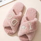 Pearl Crown & Letter Embellished Bride Slippers OMFORT