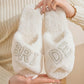 Bride Pearl & Rhinestone Cross Band Fuzzy Slippers OMFORT
