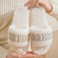 Bride Letter Embellished Fuzzy Wedding Slippers OMFORT
