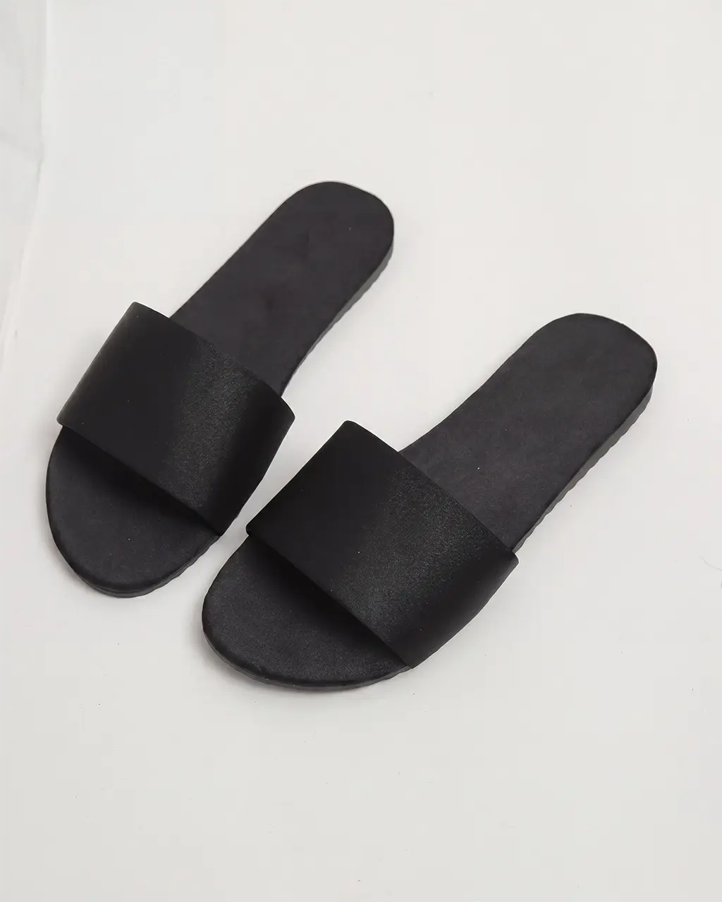 Solid Color Satin Slide Slippers OMFORT