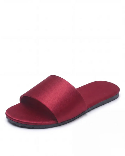 Solid Color Satin Slide Slippers OMFORT