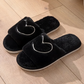 Heart Outline Embroidered Fuzzy Indoor Slippers OMFORT
