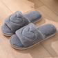 Heart Outline Embroidered Fuzzy Indoor Slippers OMFORT