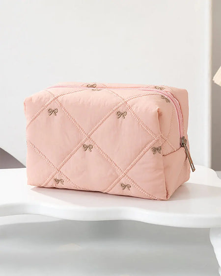 Cute Bow Stitch Cosmetic Pouch Bag OMFORT