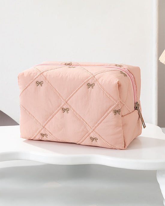 Cute Bow Stitch Cosmetic Pouch Bag OMFORT