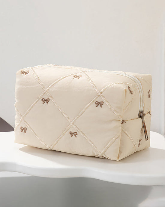 Cute Bow Stitch Cosmetic Pouch Bag OMFORT