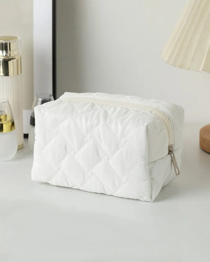 Soft Quilted Cosmetic Pouch with Zipper OMFORT