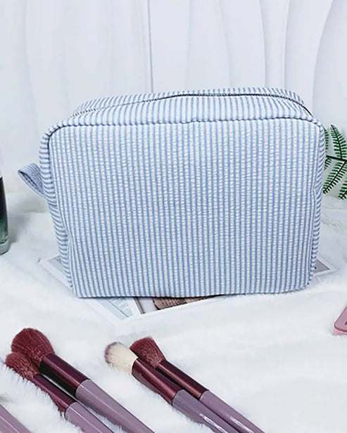 Classic Striped Makeup Bag with Zipper OMFORT
