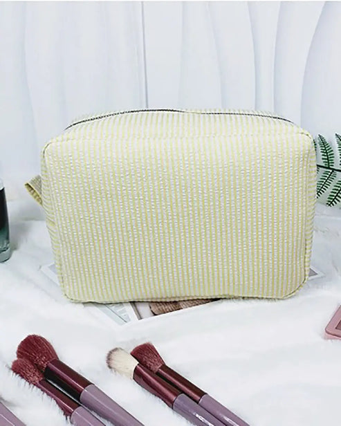 Classic Striped Makeup Bag with Zipper OMFORT