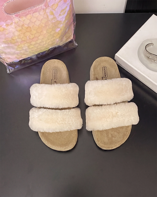 Cozy Double Strap Fuzzy Indoor & Outdoor Slippers OMFORT