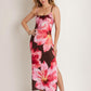 Hibiscus Floral Maxi Dress - Brown Floral OMFORT