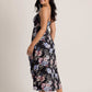 Spring Blossoms Wrap Dress - Black Mauve Floral OMFORT