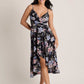 Spring Blossoms Wrap Dress - Black Mauve Floral OMFORT