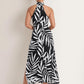 High Neck Midi Dress - Bicolor Palm OMFORT