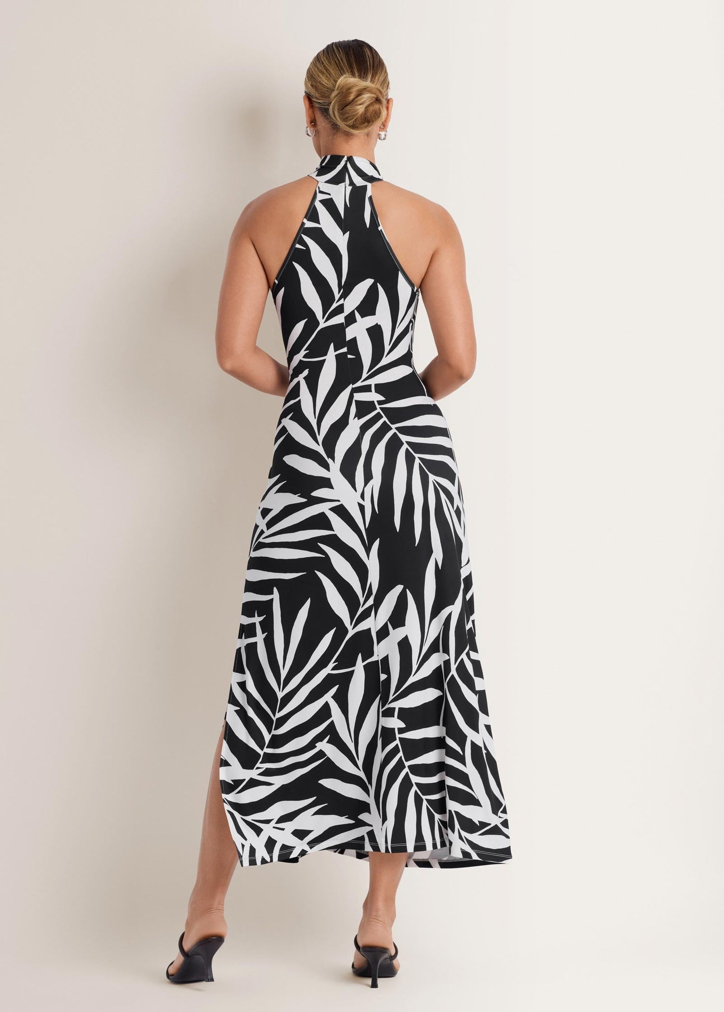 High Neck Midi Dress - Bicolor Palm OMFORT