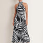 High Neck Midi Dress - Bicolor Palm OMFORT
