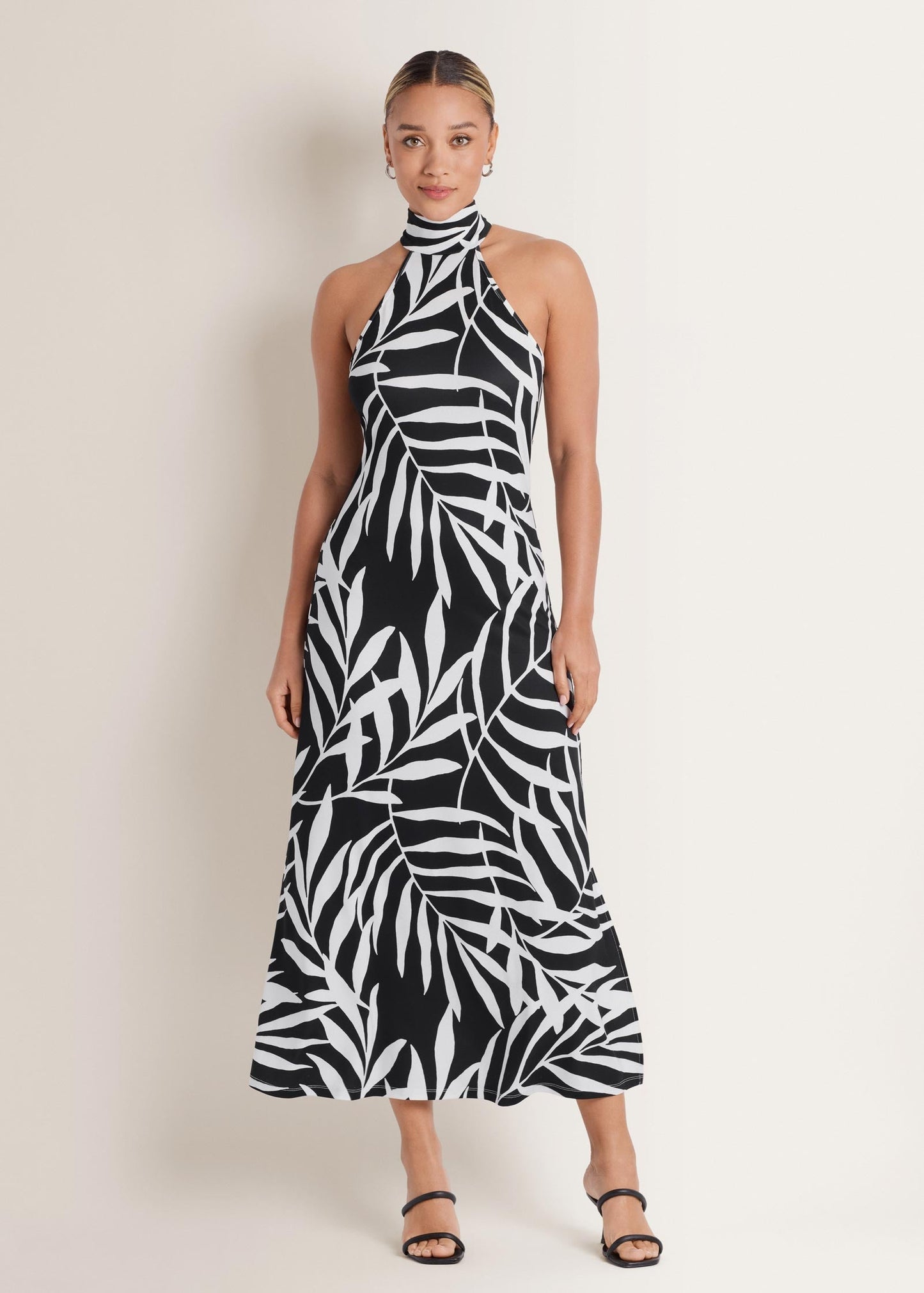High Neck Midi Dress - Bicolor Palm OMFORT