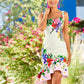 Ruffle Trim Detail Dress - White Multi OMFORT