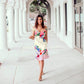 Ruffle Trim Detail Dress - White Multi OMFORT