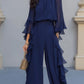 Navy Blue Chiffon Ruffle Set omfort