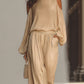 Off-the-shoulder Lantern Sleeve Satin Wide-leg Suit omfort