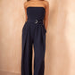 Ariya Navy Pinstripe Belted Jumpsuit OMFORT
